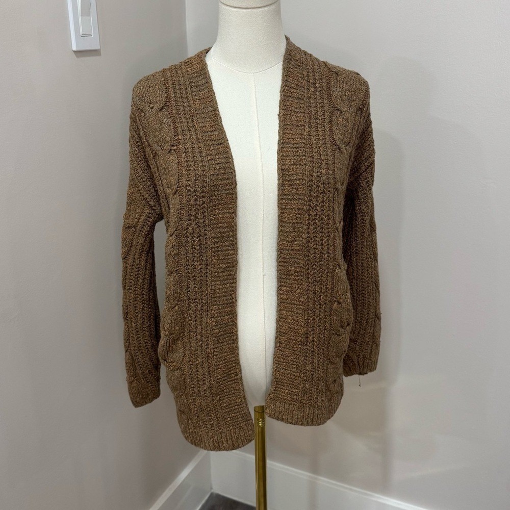 Oversized Abercrombie & Fitch stitch brown cardigan xxs - Picture 2 of 6